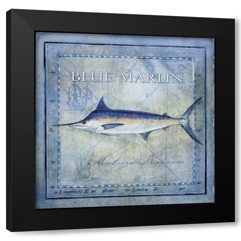 Ocean Fish V Black Modern Wood Framed Art Print with Double Matting by Beth Anne Creative