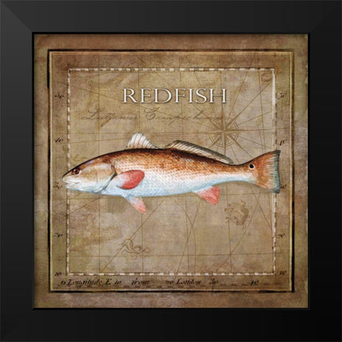 Ocean Fish IX Black Modern Wood Framed Art Print by Beth Anne Creative