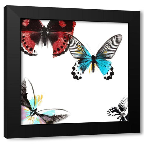 Butterflies Dance I Black Modern Wood Framed Art Print by Project, A.