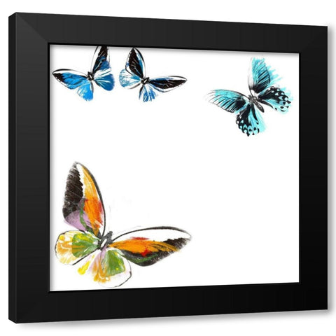 Butterflies Dance VII Black Modern Wood Framed Art Print by Project, A.