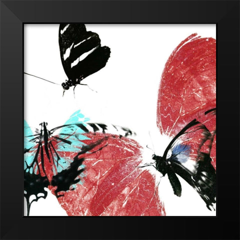 Butterflies Dance VIII Black Modern Wood Framed Art Print by Project, A.