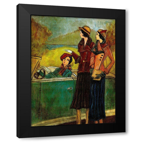 Girls and Cars I Black Modern Wood Framed Art Print by Harrington, Danielle