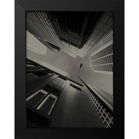 Skyrise View II Black Modern Wood Framed Art Print by Ling, Tang