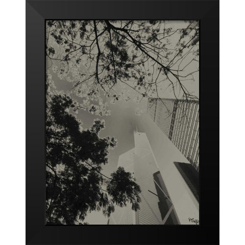 Skyrise View III Black Modern Wood Framed Art Print by Ling, Tang