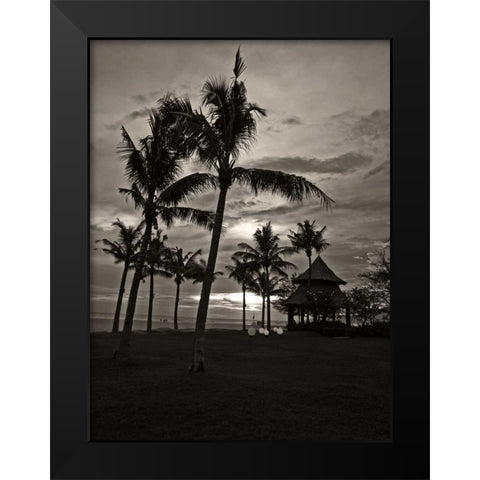 Palms at Night I Black Modern Wood Framed Art Print by Ling, Tang