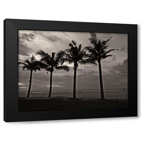 Palms at Night VI Black Modern Wood Framed Art Print by Ling, Tang