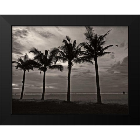 Palms at Night VI Black Modern Wood Framed Art Print by Ling, Tang
