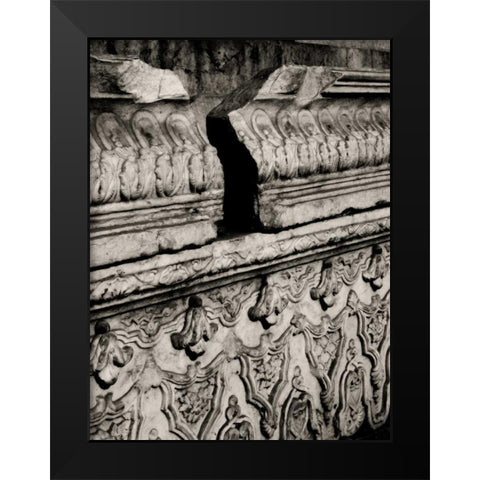 Stone Carving III Black Modern Wood Framed Art Print by Ling, Tang