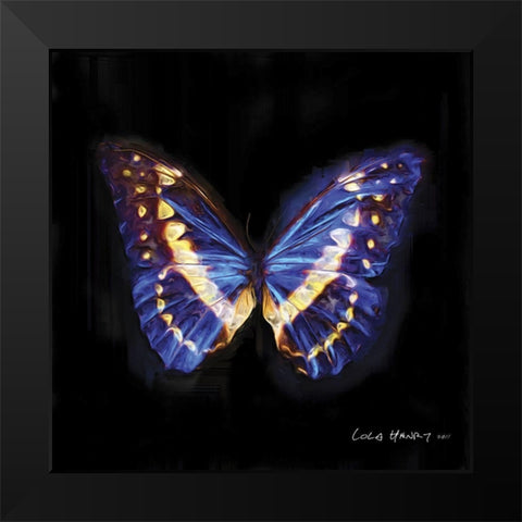 Techno Butterfly II Black Modern Wood Framed Art Print by Henry, Lola