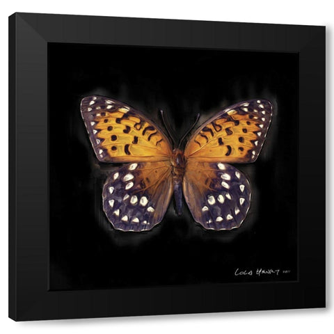 Techno Butterfly IV Black Modern Wood Framed Art Print with Double Matting by Henry, Lola