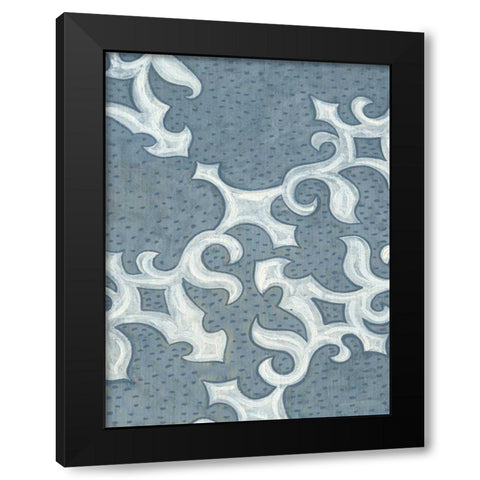 Blue Ornament I Black Modern Wood Framed Art Print with Double Matting by Deans, Karen