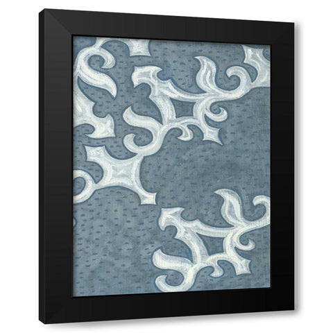 Blue Ornament II Black Modern Wood Framed Art Print by Deans, Karen