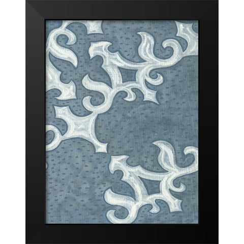 Blue Ornament II Black Modern Wood Framed Art Print by Deans, Karen
