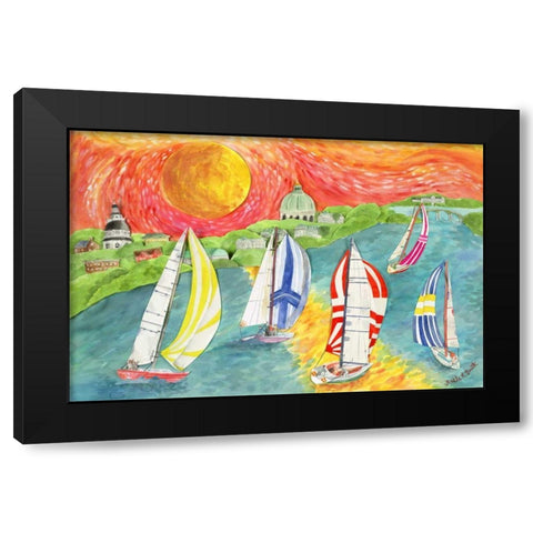Sunsets Embrace Black Modern Wood Framed Art Print with Double Matting by Smith, Kaeli