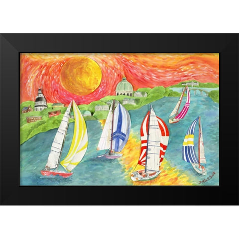 Sunsets Embrace Black Modern Wood Framed Art Print by Smith, Kaeli