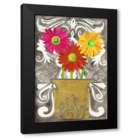3 Tin Flowers Black Modern Wood Framed Art Print with Double Matting by Smith, Kaeli