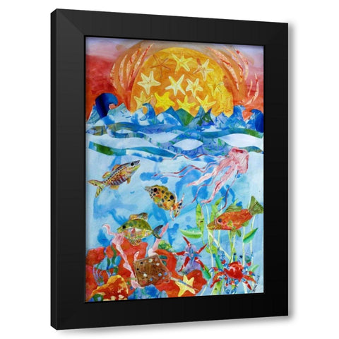 Fish Black Modern Wood Framed Art Print by Smith, Kaeli