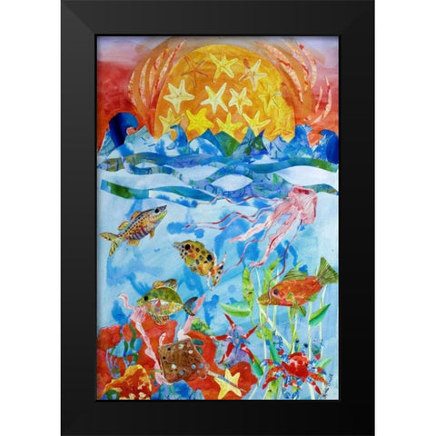 Fish Black Modern Wood Framed Art Print by Smith, Kaeli