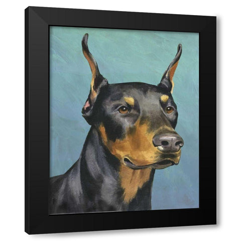 Dog Portrait-Dobie Black Modern Wood Framed Art Print with Double Matting by Sands, Jill