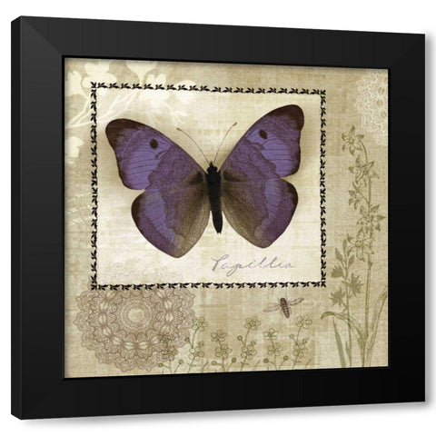 Butterfly Notes I Black Modern Wood Framed Art Print by Beth Anne Creative