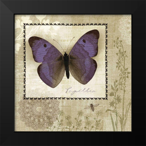 Butterfly Notes I Black Modern Wood Framed Art Print by Beth Anne Creative