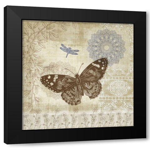 Butterfly Notes II Black Modern Wood Framed Art Print by Beth Anne Creative