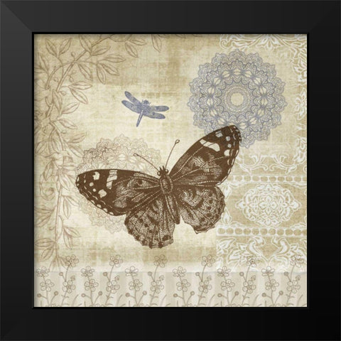 Butterfly Notes II Black Modern Wood Framed Art Print by Beth Anne Creative