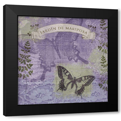 Butterfly Notes III Black Modern Wood Framed Art Print by Beth Anne Creative