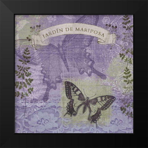 Butterfly Notes III Black Modern Wood Framed Art Print by Beth Anne Creative