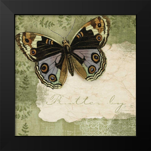 Butterfly Notes IV Black Modern Wood Framed Art Print by Beth Anne Creative