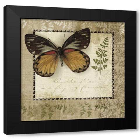Butterfly Notes V Black Modern Wood Framed Art Print by Beth Anne Creative