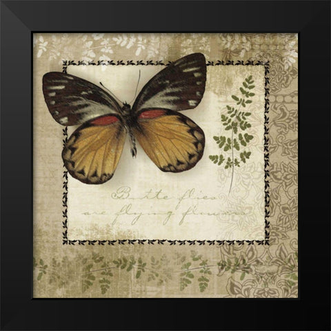 Butterfly Notes V Black Modern Wood Framed Art Print by Beth Anne Creative
