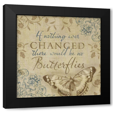 Butterfly Notes VI Black Modern Wood Framed Art Print with Double Matting by Beth Anne Creative