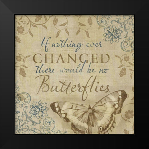 Butterfly Notes VI Black Modern Wood Framed Art Print by Beth Anne Creative