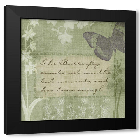 Butterfly Notes VII Black Modern Wood Framed Art Print with Double Matting by Beth Anne Creative