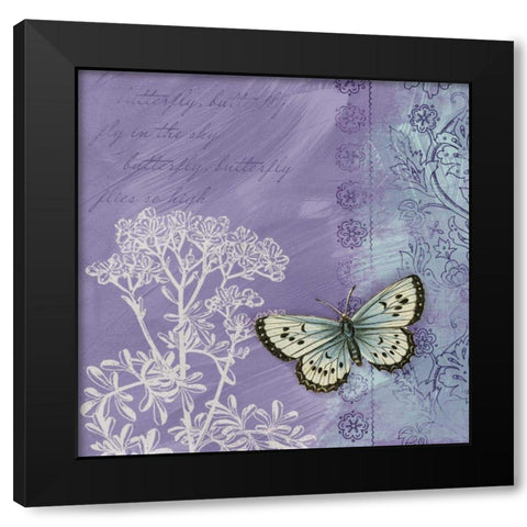 Butterfly Notes VIII Black Modern Wood Framed Art Print with Double Matting by Beth Anne Creative