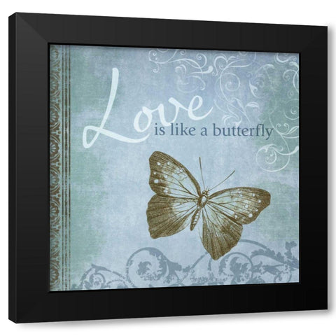 Butterfly Notes IX Black Modern Wood Framed Art Print by Beth Anne Creative