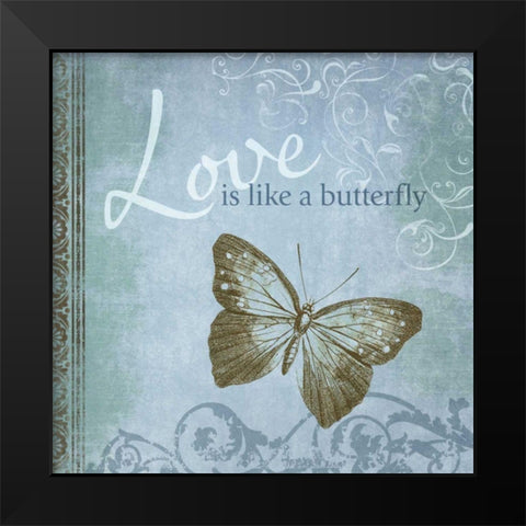 Butterfly Notes IX Black Modern Wood Framed Art Print by Beth Anne Creative