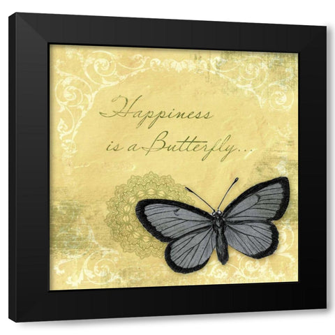 Butterfly Notes XI Black Modern Wood Framed Art Print with Double Matting by Beth Anne Creative