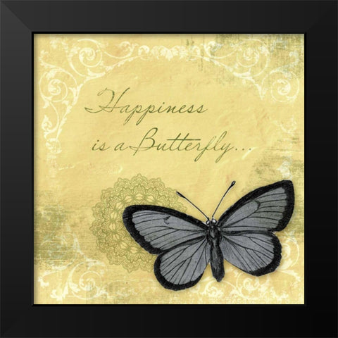 Butterfly Notes XI Black Modern Wood Framed Art Print by Beth Anne Creative