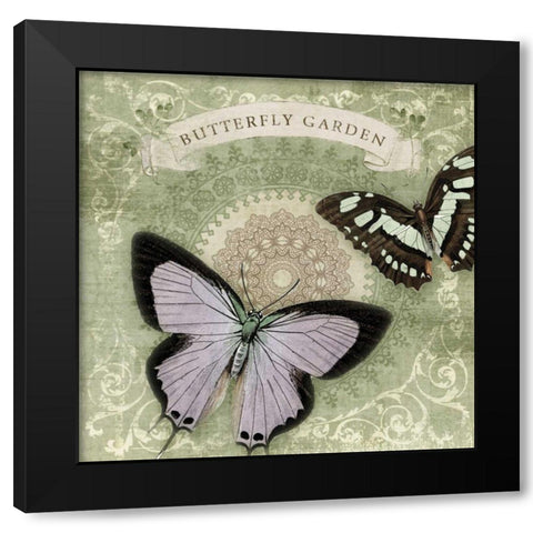 Butterfly Notes XII Black Modern Wood Framed Art Print by Beth Anne Creative