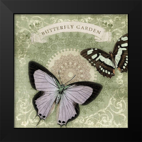 Butterfly Notes XII Black Modern Wood Framed Art Print by Beth Anne Creative