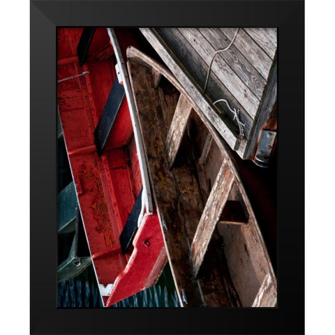 Wooden Rowboats X Black Modern Wood Framed Art Print by Perry, Rachel