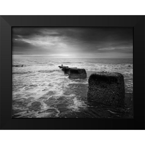 Blocks Black Modern Wood Framed Art Print by Henson, Martin