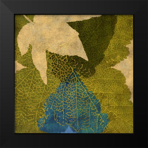 Teal Leaf I Black Modern Wood Framed Art Print by Montillio, Louise