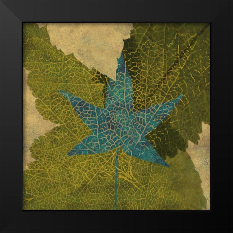 Teal Leaf II Black Modern Wood Framed Art Print by Montillio, Louise