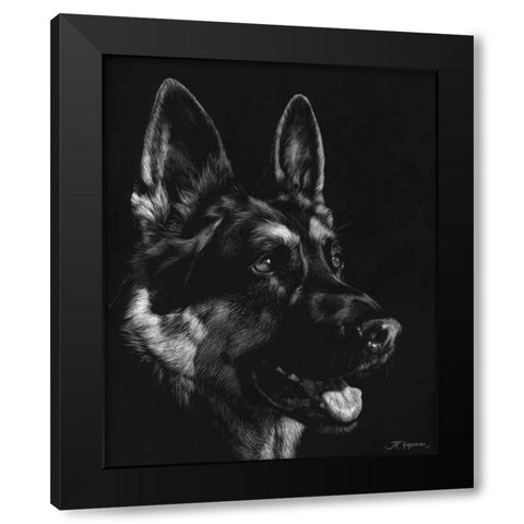 Canine Scratchboard I Black Modern Wood Framed Art Print with Double Matting by Chapman, Julie T.