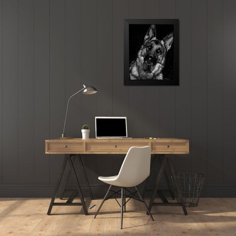 Canine Scratchboard II Black Modern Wood Framed Art Print by Chapman, Julie T.