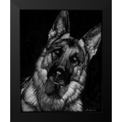 Canine Scratchboard II Black Modern Wood Framed Art Print by Chapman, Julie T.
