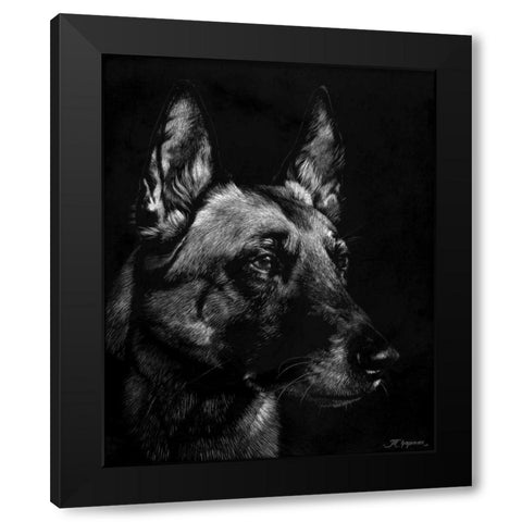 Canine Scratchboard V Black Modern Wood Framed Art Print with Double Matting by Chapman, Julie T.